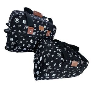 Victoria Secret PINK Varsity Rolling Expandable Luggage Duffle Bag 2 piece Set